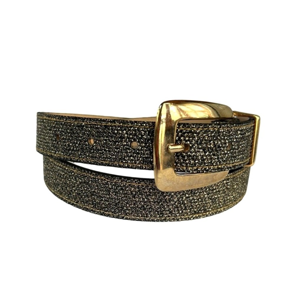 Motion East 1980's Sparkly Metallic Gold and Black Belt Size M/L